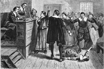 A scene from the Salem witchcraft trials