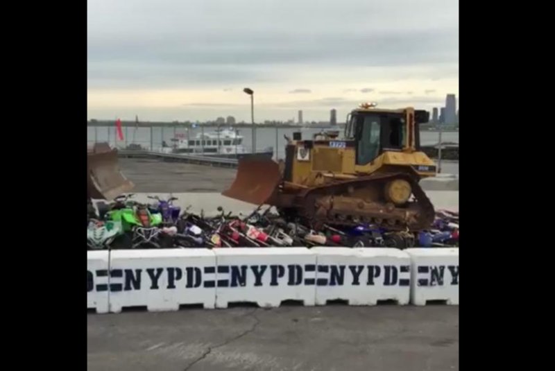 NYPD uses bulldozers to crush illegal motorcycles, ATVs