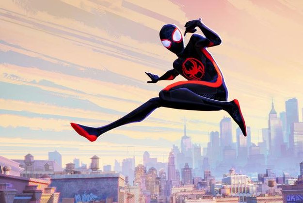 Miles Morales swings through the air in "Spider-Man: Across the Spider-Verse'. Photo courtesy of Sony Pictures Animation