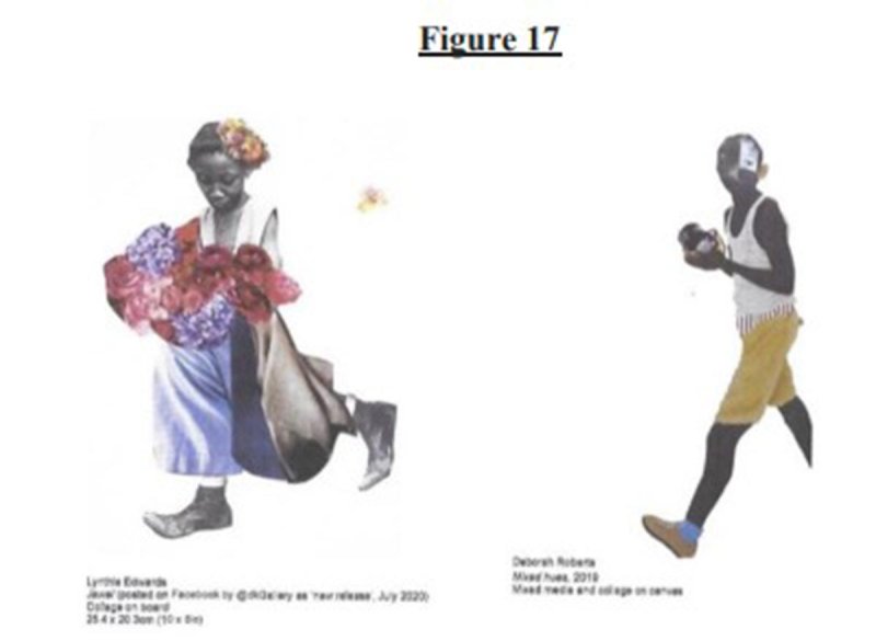 The defendants facing a lawsuit filed by famed collage artist Deborah Roberts are seeking to have the case dismissed on the grounds that she cannot copyright “an entire artistic style she didn’t even create.” Photo courtesy of U.S. District Court for the Eastern District of New York
