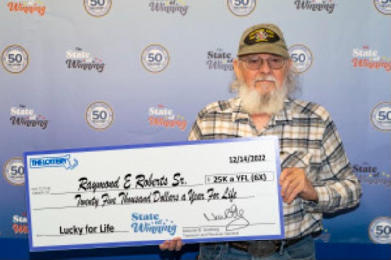 Raymond Roberts Sr. bought six identical tickets for a single Massachusetts Lottery Lucky for Life drawing and won six prizes worth $25,000 a year for life. Photo courtesy of the Massachusetts Lottery