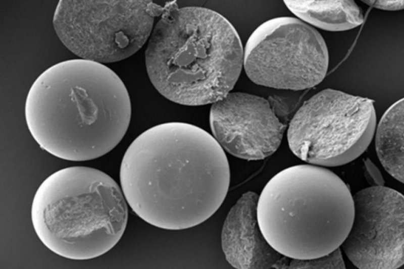 A closeup of the polyethylene microbeads found in many face wash products. Photo by Plymouth University