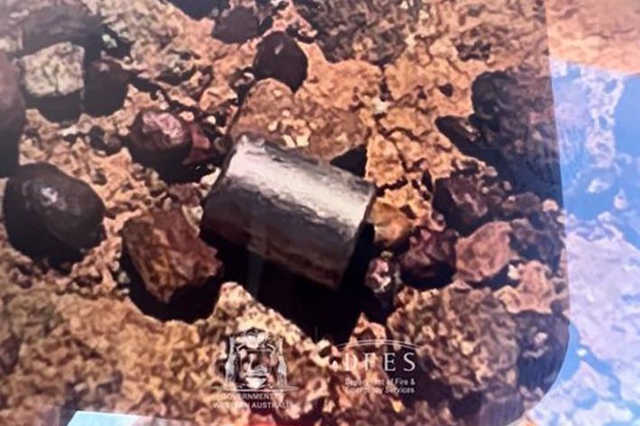 A small, round capsule containing radiative isotope Caesium-137 that went missing last week was found Wednesday along the Great Northern Highway near Newman in Western Australia. Photo courtesy of Department of Fire and Emergency Services WA/Facebook