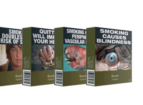 Standardized, plain cigarette packages, pictured, were introduced in Australia in 2012 and are credited with an additional 0.55 percent decrease in smoking prevalence in the years since. Two other countries are preparing to introduce similar packages, and nine others are considering it, according to the World Health Organization. Photo by Commonwealth of Australia/WHO