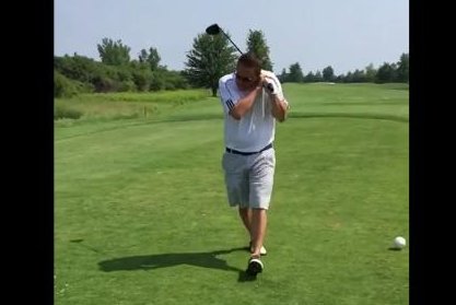 An Arkansas golfer cringes after his "awful drive" strikes a sea gull on the fairway. Jordan Wright/YouTube video screenshot
