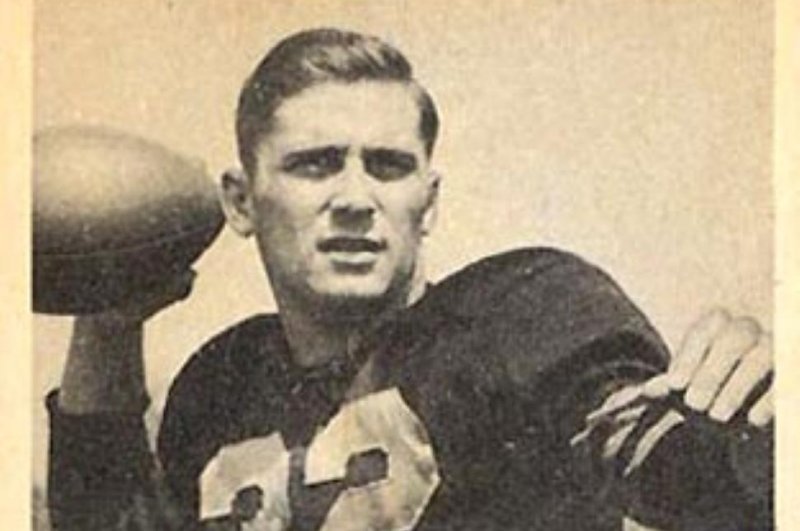 American football player Johnny Lujack is seen on a 1948 Bowman card. Photo courtesy of Wikimedia Commons