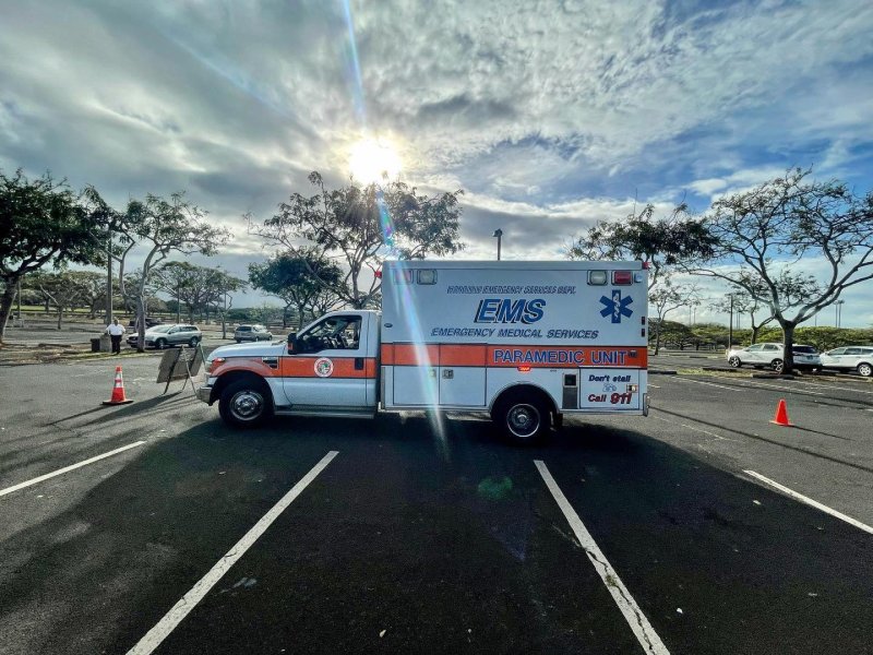 Honolulu Emergency Medical Services reporter 20 people were hospitalized Sunday after a Hawaiian Airlines flight they were on experienced severe turbulence. Photo courtesy of Honolulu Emergency Medical Services/Facebook