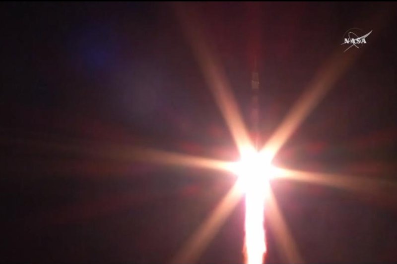 A view of the rocket as it leaves Earth. Photo by NASA TV