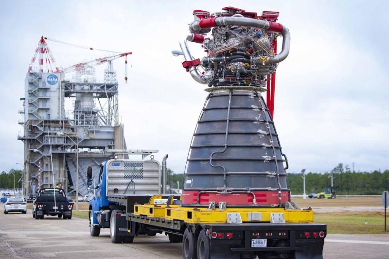 NASA will start hot fire testing Wednesday for the production of new RS-25 engines that will power future Artemis missions to the Moon, and eventually Mars. Photo courtesy of NASA/SSC