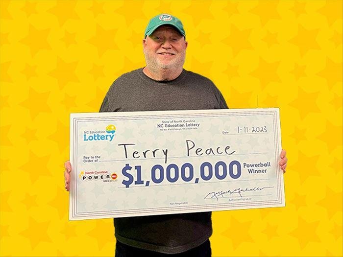 Terry Peace of North Carolina said a lost Powerball ticket that turned up at the bottom of his wife's purse turned out to be a $1 million winner. Photo courtesy of the North Carolina Education Lottery