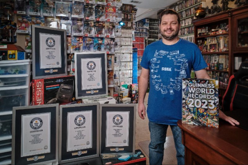 Antonio Romero Monteiro's collection of 24,268 video games earned him five total Guinness World Records titles. Photo courtesy of Guinness World Records