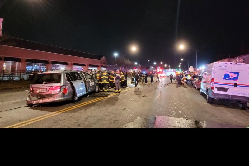 Two people are dead and at least 16 have been injured after a major accident involving a stolen car in Chicago on Wednesday. Photo courtesy Chicago Fire Department/Twitter
