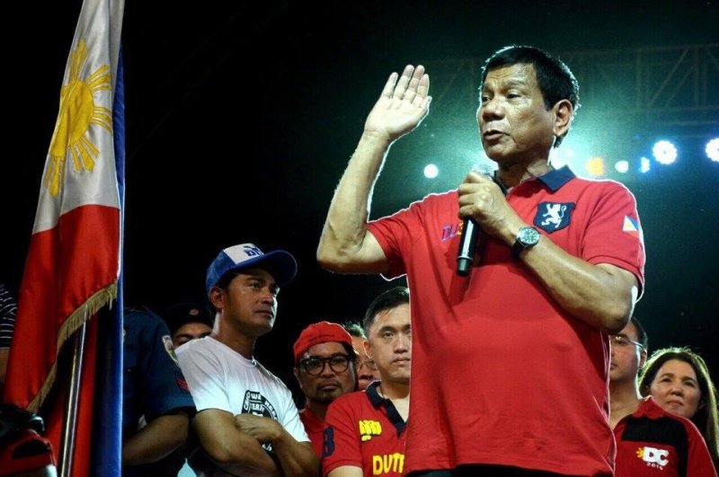 Rodrigo Duterte, seen here at a campaign rally, on Tuesday suggested the killing of corrupt journalists was justified in the Philippines. His comments were quickly condemned by a Philippine press organization. Photo courtesy of Rody Duterte