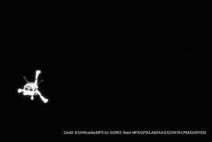 The Philae lander, viewed from the Rosetta probe after separation. UPI/ESA