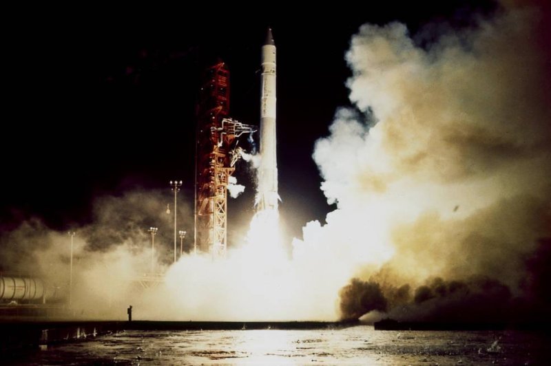 Pioneer 11 lifts off on its solar system odyssey aboard an Atlas-Centaur rocket from from Launch Complex 36B at what is now called Cape Canaveral Space Force Station on April 6, 1973. Photo courtesy of NASA