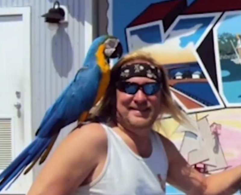 New Jersey biker Mike Mularz is searching for his 22-year-old blue and gold macaw, Spyke. The bird was stolen from Mularz's bike when he attended Daytona Bike Week and he is offering a $1,000 reward for her return.  Screen capture/WESH Orlando/Inform Inc.