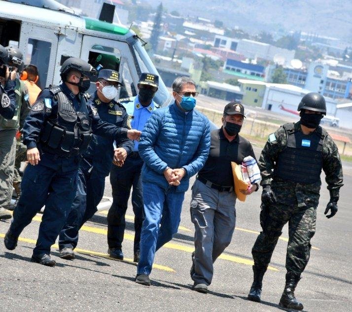 Former Honduran president Juan Orlando Hernandez was extradited to the United States on Thursday. Photo courtesy of Honduras National Police/Twitter