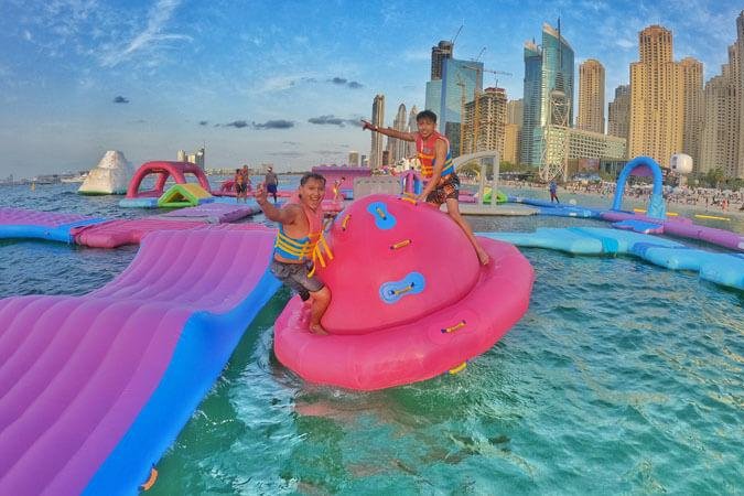 The Aqua Fun water park in Dubai was named the world's largest inflatable water park by Guinness World Records. Photo courtesy of Guinness World Records