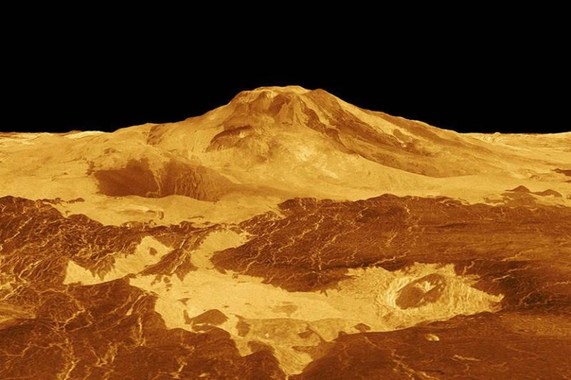 New analysis of images captured in the early 1990s by NASA's Magellan spacecraft reveals evidence of volcanic activity on Venus, according to a study published Wednesday in the journal Science. This computer-generated 3D model of Venus’ surface shows the summit of Maat Mons. Image courtesy of NASA/JPL-Caltech