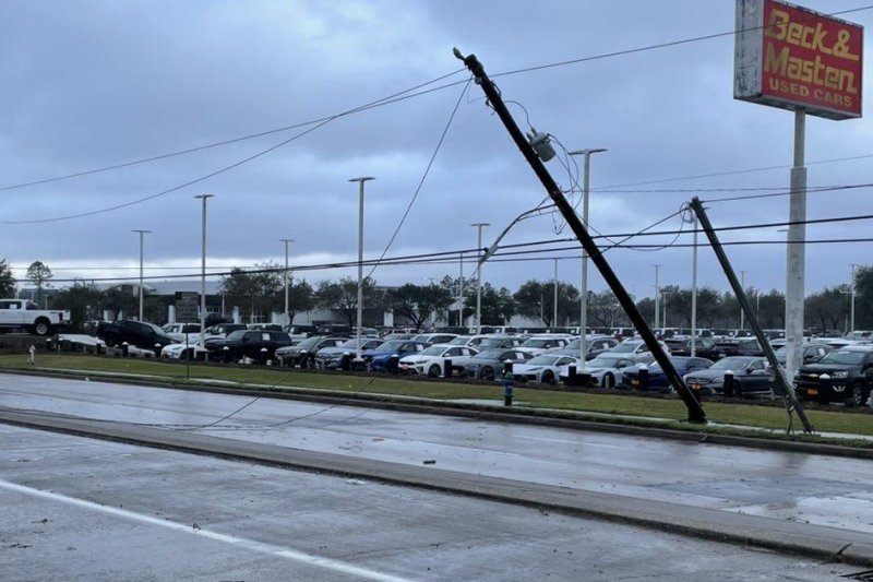A tornado struck near Houston on Tuesday, injuring one person and causing "catastrophic" damage to homes and businesses in Deer Park and Pasadena, Texas. Photo courtesy of TxDOT