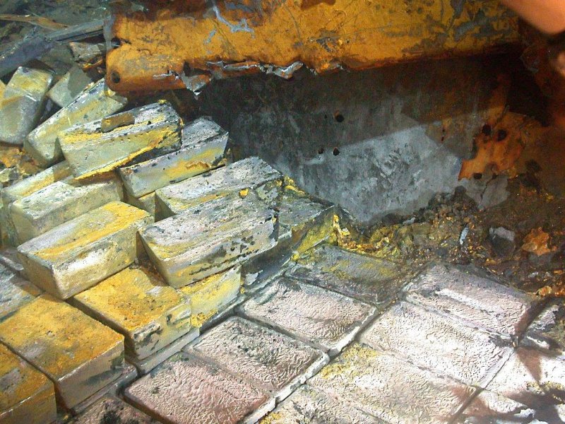 In July 2012, Odyssey announced the discovery of silver on the SS Gairsoppa. This record-breaking operation has so far produced the heaviest and deepest recovery of precious metals from a shipwreck. (Odyssey Marine Exploration)