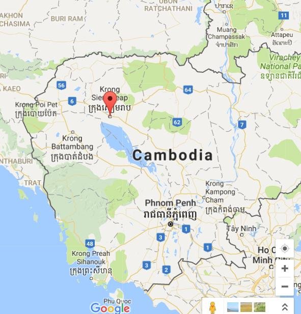 Two sandstone sculptures dating to the 10th century were confiscated after a car chase in Cambodia's Siem Reap province. Map courtesy of Google Maps