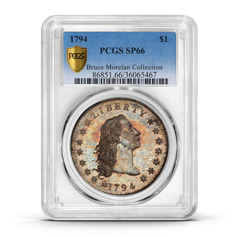 The rare Flowing Hair Dollar will be the centerpiece of an auction of the Bruce Morelan Collection in Las Vegas in October. Photo courtesy of Professional Coin Grading Services