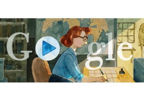 Google is celebrating scientist Marie Tharp with a Doodle. Screenshot from <a href="https://www.google.com/doodles/celebrating-marie-tharp">Google Doodle</a>