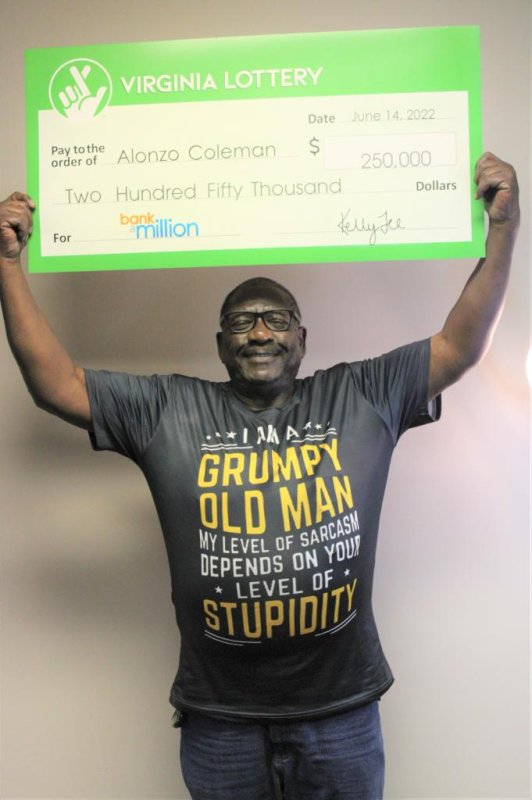 Alonzo Coleman of Henrico, Va., won $250,000 in the Virginia Lottery's Bank a Million drawing using numbers that came to him in a dream. Photo courtesy of the Virginia Lottery