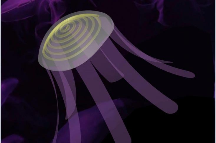 An artistic rendering of a soft robot jellyfish. Photo by NC State University