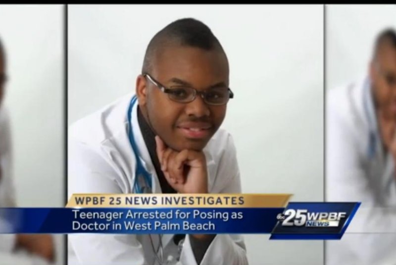 Authorities said Malachi Love-Robinson, 18, opened a clinic in West Palm Beach, Fla., where he claimed to be a doctor and treated patients. Screenshot: WPBF-TV