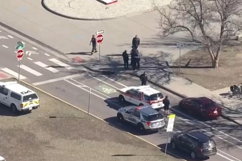 Two faculty members were shot by a student at East High School in Denver on Wednesday. Photo courtesy WILX News 10/Twitter