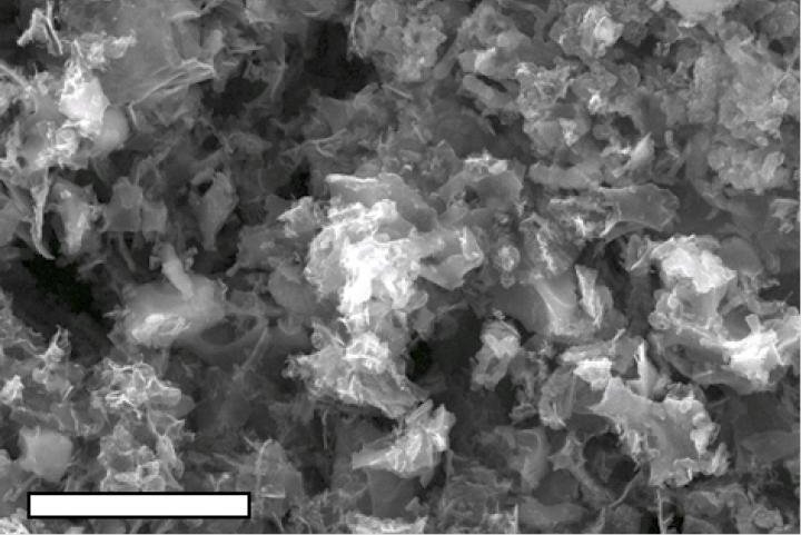 A closeup of graphene film embedded with cobalt nanoparticles. Photo by ACS Nano/Rice University