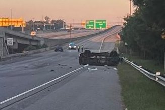 Five people were killed Monday in an early morning crash that injured three others on Georgia's Interstate 85, about 23 miles northeast of downtown Atlanta. Photo courtesy of Gwinnett County Police Department