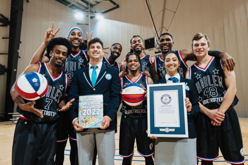 The Harlem Globetrotters paid tribute to former player&nbsp;Frederick "Curly" Neal, who died in 2020, by attempting to break 22 Guinness World Records in two days. They successfully broke 18 of the records. Photo courtesy of Guinness World Records