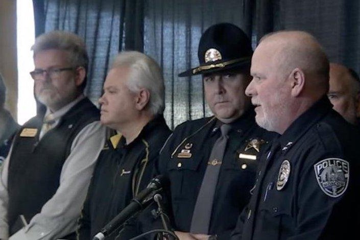 Chief James Fry (R) of the Moscow, Idaho, Police Department speaks to reporters about the ongoing investigation into the stabbing deaths of four University of Idaho students. Image Courtesy of University of Idaho/Youtube