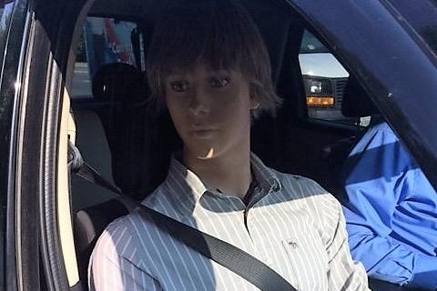 Police in Virginia said this smartly-dressed dummy was in the passenger seat of a car traveling in the high-occupancy vehicle lane of a highway. Photo by Fairfax Co. Police/Twitter