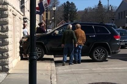 A 5-year-old Australian shepherd named Callie is being blamed for crashing her owner's parked Jeep into nearby business Pearl of Door County. Photo by Pearl of Door County/Facebook
