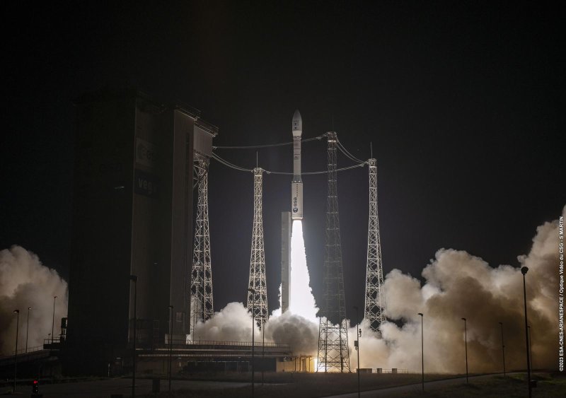 France's Arianespace launched a rocket Sunday night that delivered 12 satellites into space. Photo courtesy Arianespace