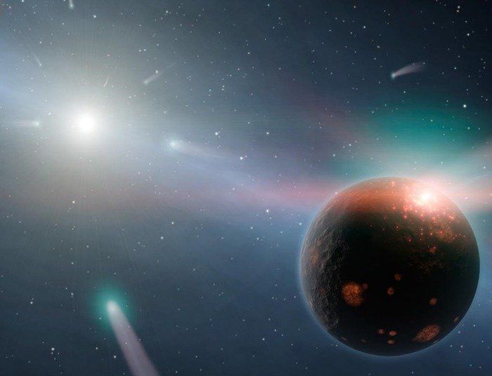 Artist's impression of exocomets orbiting a distant star. Credit: NASA/JPL-Caltech
