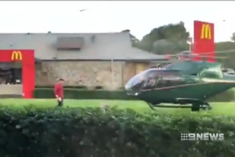 Helicopter pilot lands next to McDonald's for late lunch