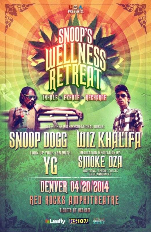 Poster for Snoop Dogg and Wiz Khalifa's "Wellness Retreat" concert in Denver, Colorado on April 20. (Snoop Dogg Official Site)