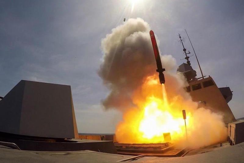 A Missile de Croisière Naval (MdCN) cruise missile is fired by a FREMM-class frigate. Photo courtesy French Navy