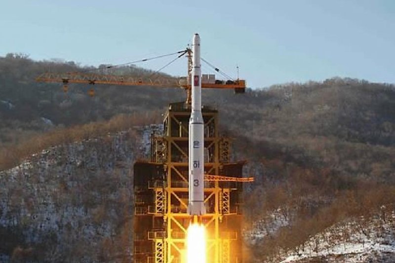 South Korea’s military says the North Korean launch vehicle that sent the Kwangmyongsong-4 earth-observation satellite into orbit last February has a maximum range of 8,000 miles. File Photo by KCNA