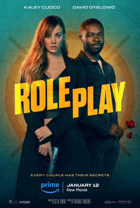 Kaley Cuoco (L) and David Oyelowo star in the action thriller "Role Play." Photo courtesy of Prime Video