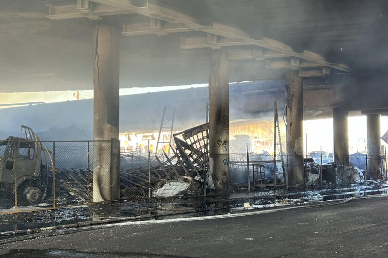 Part of Interstate-10 in downtown Los Angeles will be close indefinitely after a massive fire melted some of the the steel guardrails, fire department official said. Photo courtesy of Caltrans/X