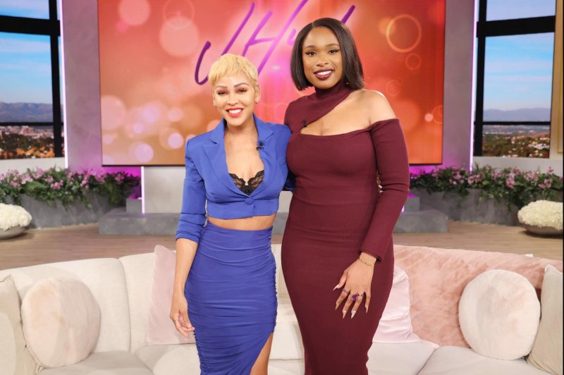 Meagan Good poses with Jennifer Hudson on the set of "The Jennifer Hudson Show." Good appeared on the show to discuss Season 2 of "Harlem" and the support and advice she's received from other celebs. Photo by Chris Millard/Courtesy of Warner Bros.