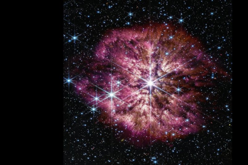 Images released Tuesday by NASA show rare Wolf-Rayet star WR124 in unprecedented detail. Photo courtesy of NASA