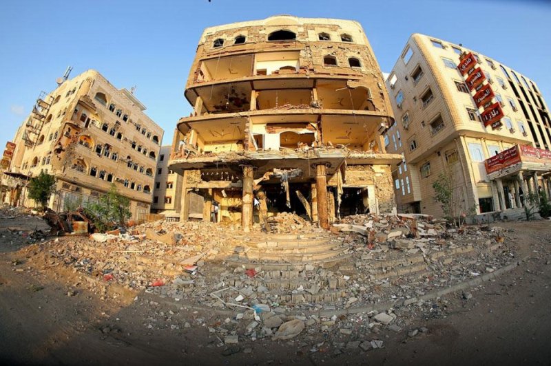 A bombed out district in Yemen. Monday, UN Secretary General Ban Ki-moon supported calls for an international inquiry into two reported airstrikes in Sanaa over the weekend that killed more than 140 people in a funeral party. More than 500 were injured. Photo courtesy WFP/Ammar Bamatraf
