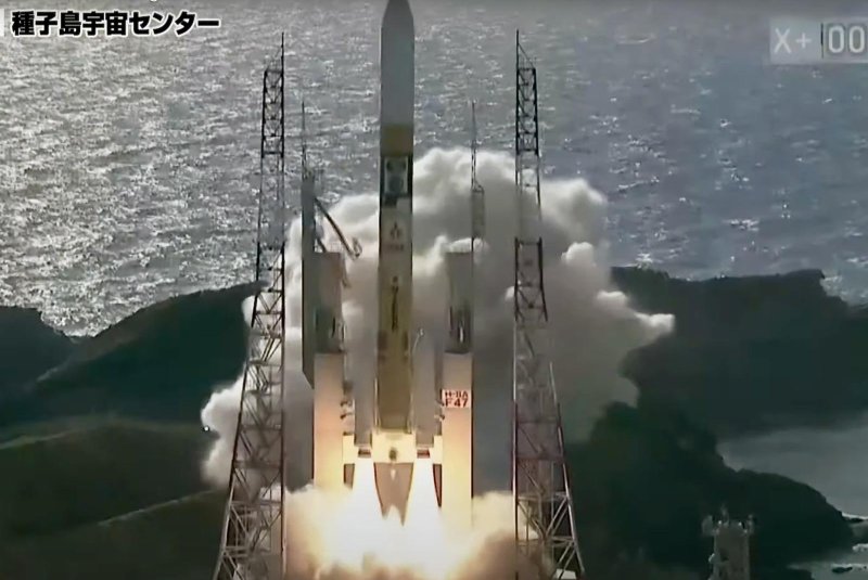 The Japanese Aerospace Exploration Agency launches a rocket carrying a high-powered X-Ray telescope and a moon lander Wednesday, after the mission's planned Aug. 27 launch was scrubbed due to high winds. Photo courtesy of JAXA